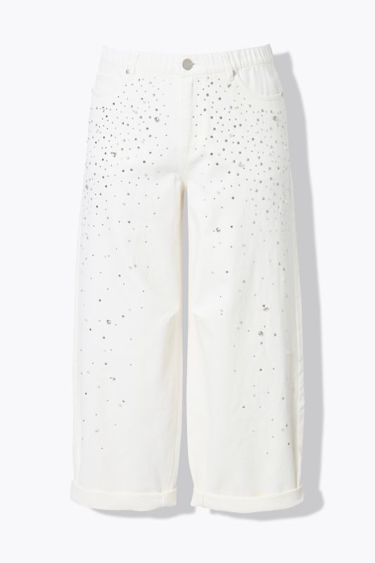 5-Pocket Barrel Jeans with Rhinestone Details