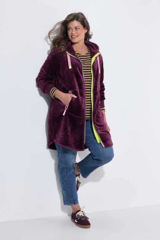 Teddy Fleece Longline Hooded Jacket