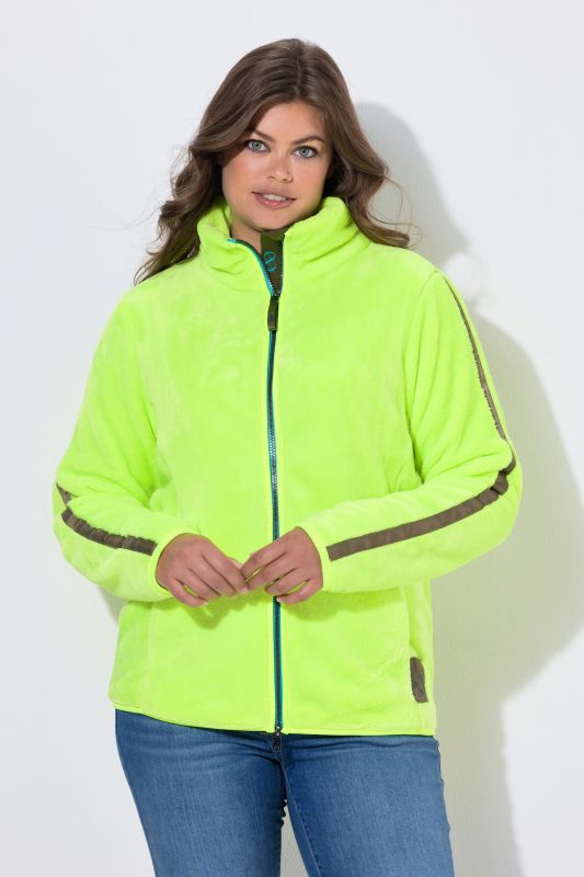 Plush Teddy Fleece Side Stripe Jacket