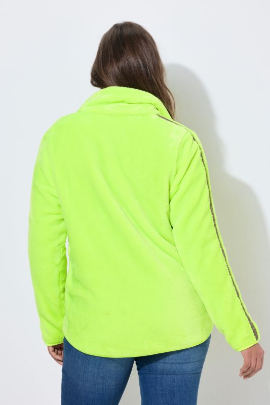 Plush Teddy Fleece Side Stripe Jacket