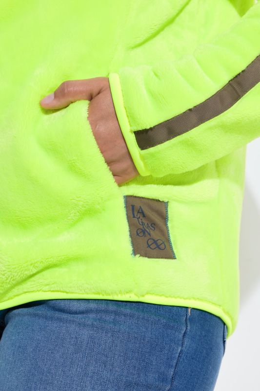 Plush Teddy Fleece Side Stripe Jacket