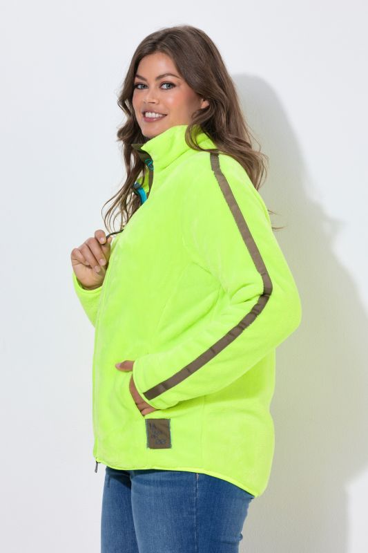 Plush Teddy Fleece Side Stripe Jacket
