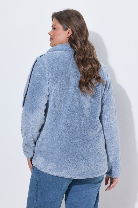 Plush Teddy Fleece Side Stripe Jacket