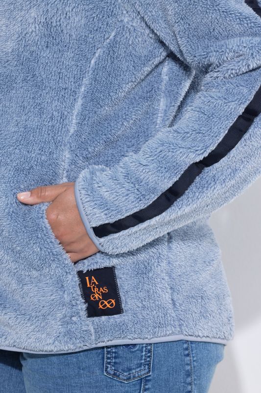 Plush Teddy Fleece Side Stripe Jacket