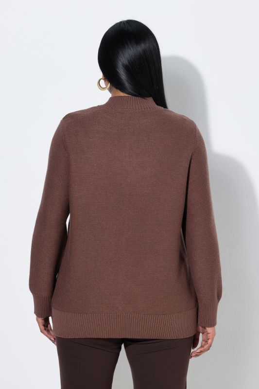 Reverse Cable Knit Turtleneck Sweater
