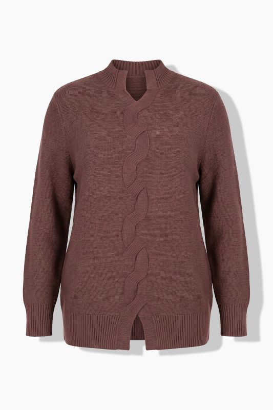 Reverse Cable Knit Turtleneck Sweater