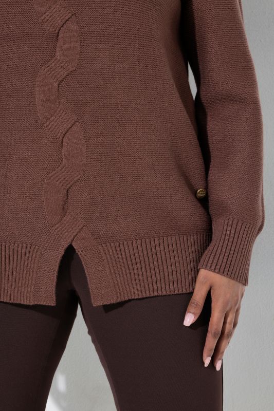 Reverse Cable Knit Turtleneck Sweater