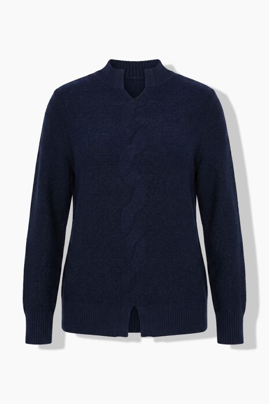 Reverse Cable Knit Turtleneck Sweater