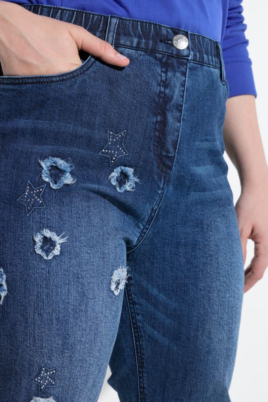 Distressed Stretch Fit Mom Jeans