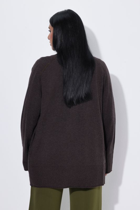 Wool-Blend Rolled Edge Cardigan
