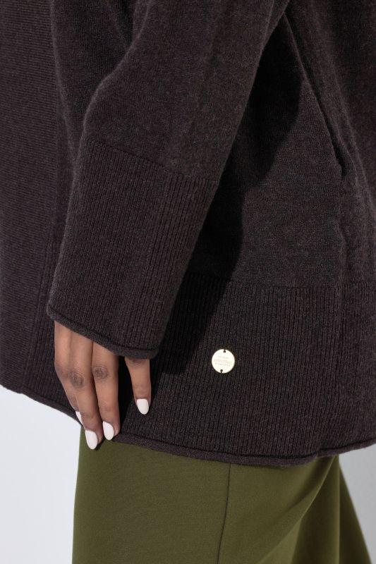 Wool-Blend Rolled Edge Cardigan