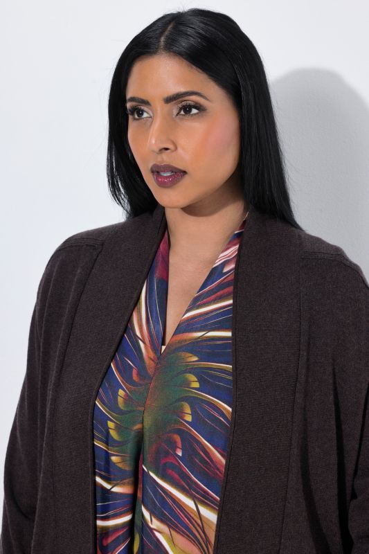 Wool-Blend Rolled Edge Cardigan