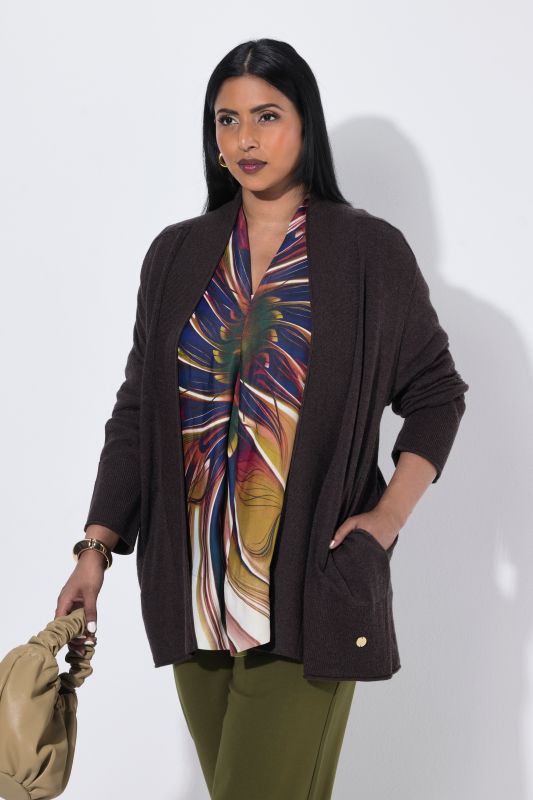 Wool-Blend Rolled Edge Cardigan