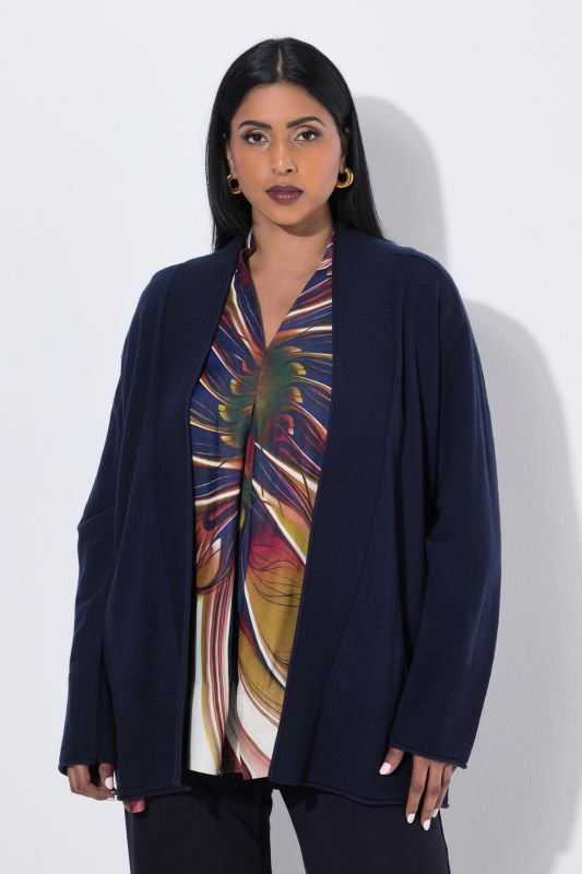Wool-Blend Rolled Edge Cardigan