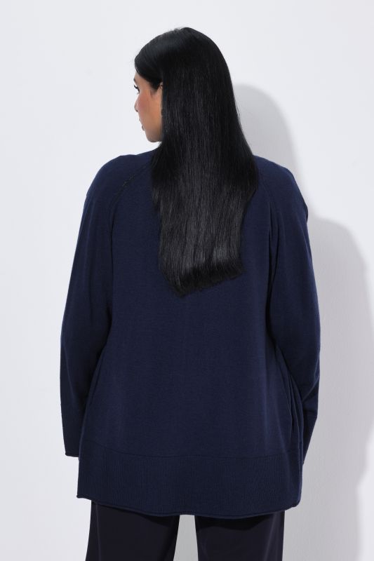 Wool-Blend Rolled Edge Cardigan