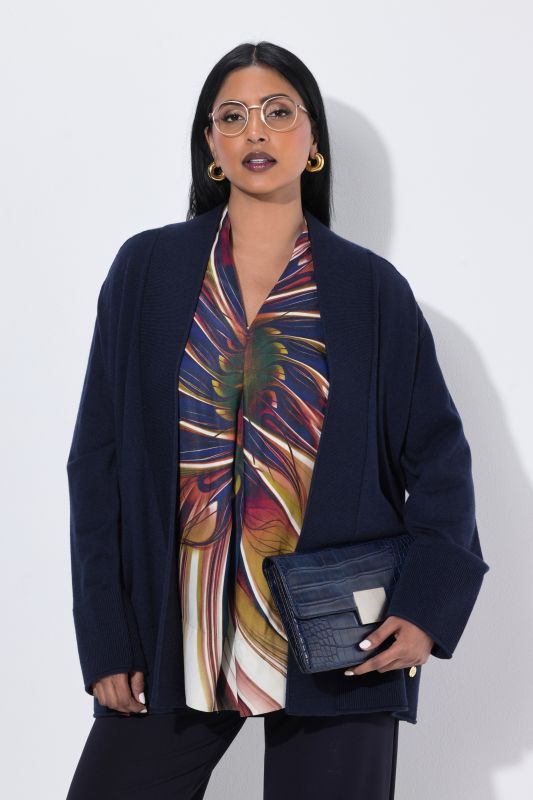 Wool-Blend Rolled Edge Cardigan