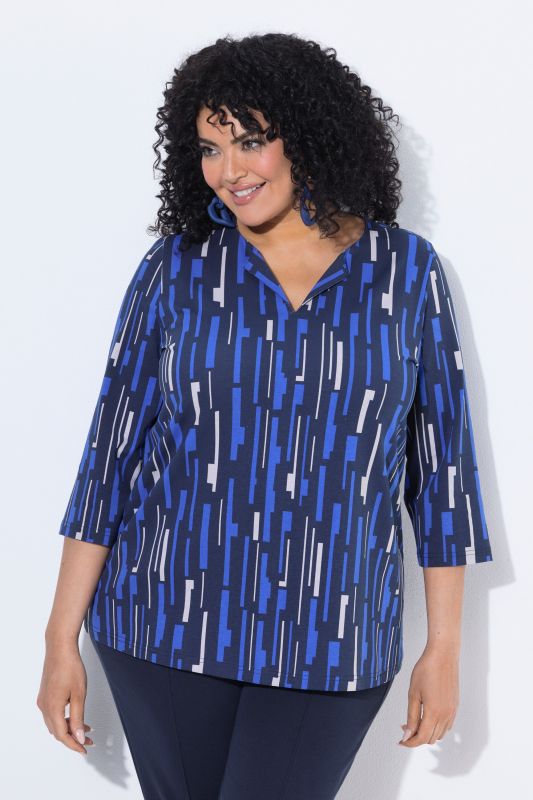 Geometric Print 3/4 Sleeve Tee