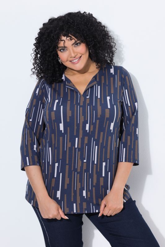 Geometric Print 3/4 Sleeve Tee