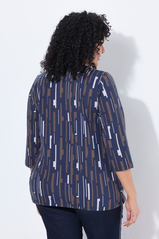 Geometric Print 3/4 Sleeve Tee