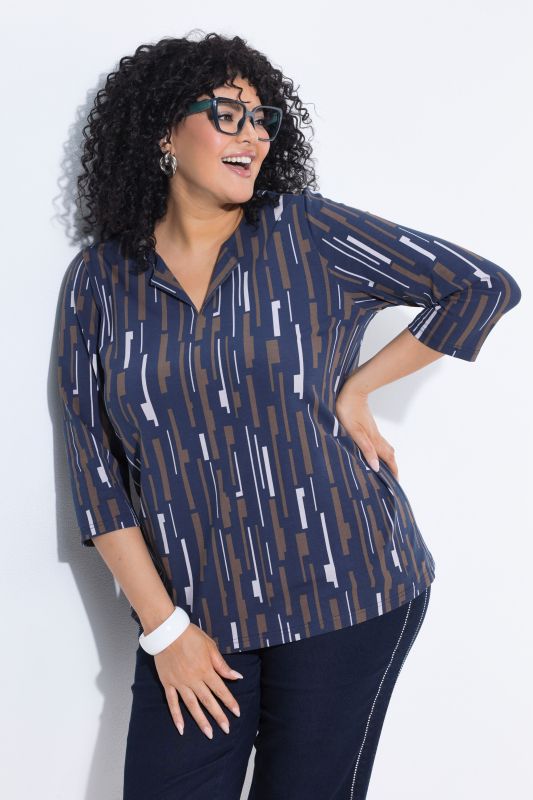 Geometric Print 3/4 Sleeve Tee
