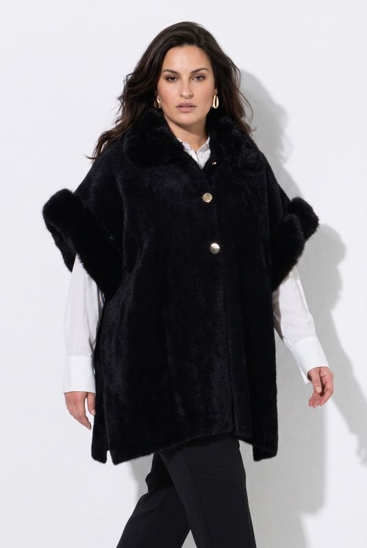 Faux Fur 3/4 Sleeve Cape