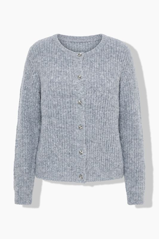 Жилетка от плетиво  с фини пайети и обло деколте
