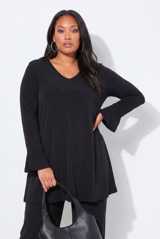 Matte Jersey Trumpet Sleeve Tunic
