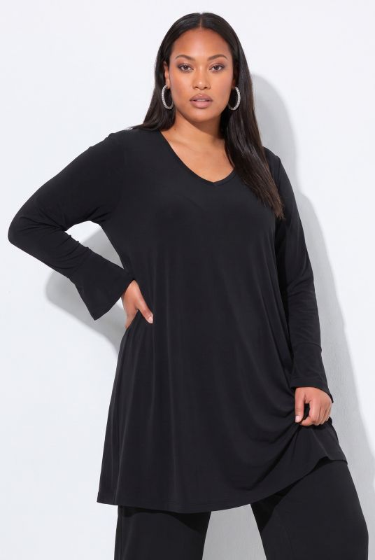 Matte Jersey Trumpet Sleeve Tunic