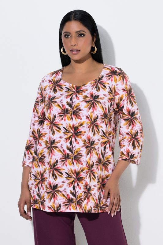 Pima Cotton Leaf Print Sweetheart Neckline Tee