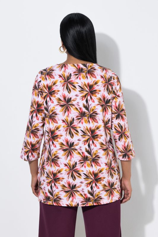 Pima Cotton Leaf Print Sweetheart Neckline Tee