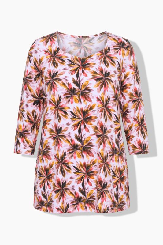 Pima Cotton Leaf Print Sweetheart Neckline Tee