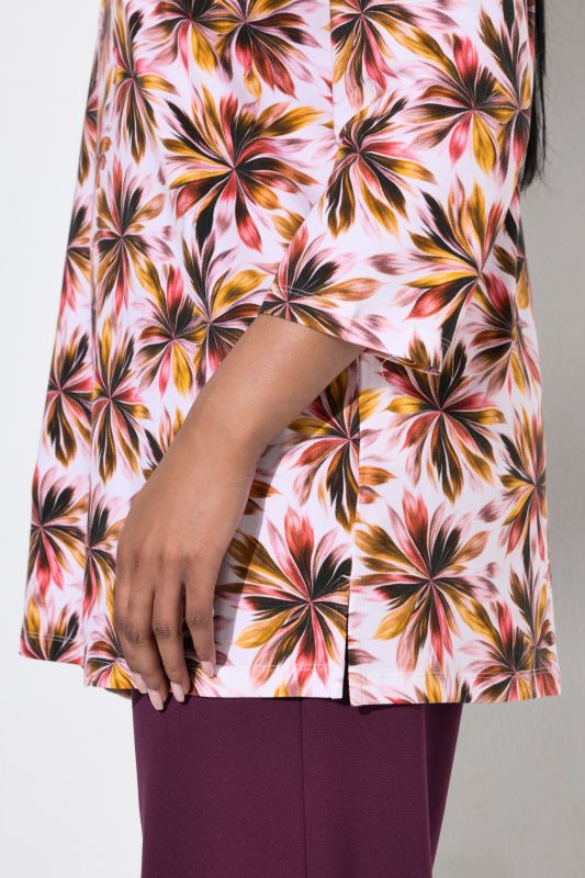 Pima Cotton Leaf Print Sweetheart Neckline Tee
