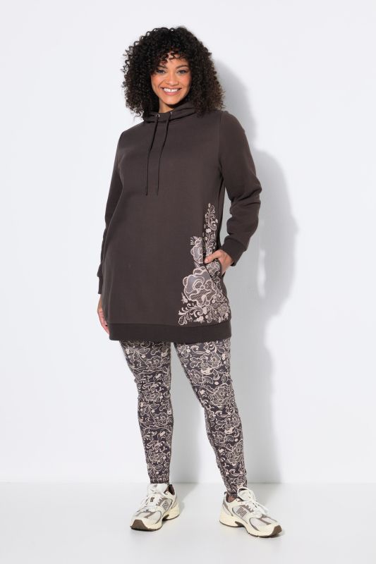 Floral Motif Longline Hoodie