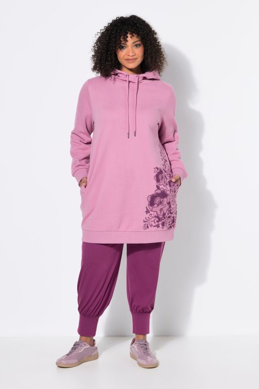 Floral Motif Longline Hoodie