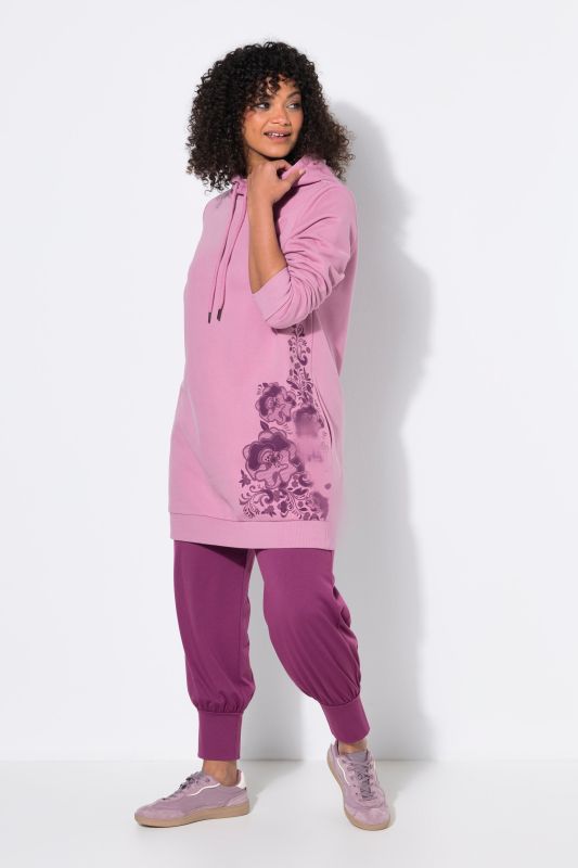 Floral Motif Longline Hoodie
