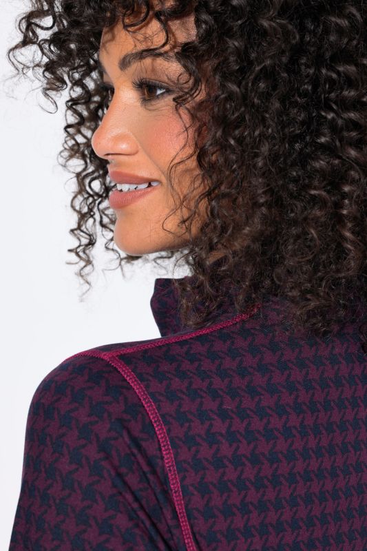Houndstooth Thermal Troyer Collar Tee