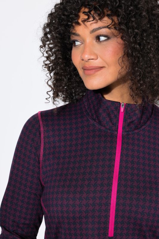 Houndstooth Thermal Troyer Collar Tee