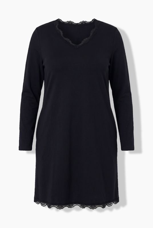 Scalloped Lace Trim Long Sleeve Knit Tunic