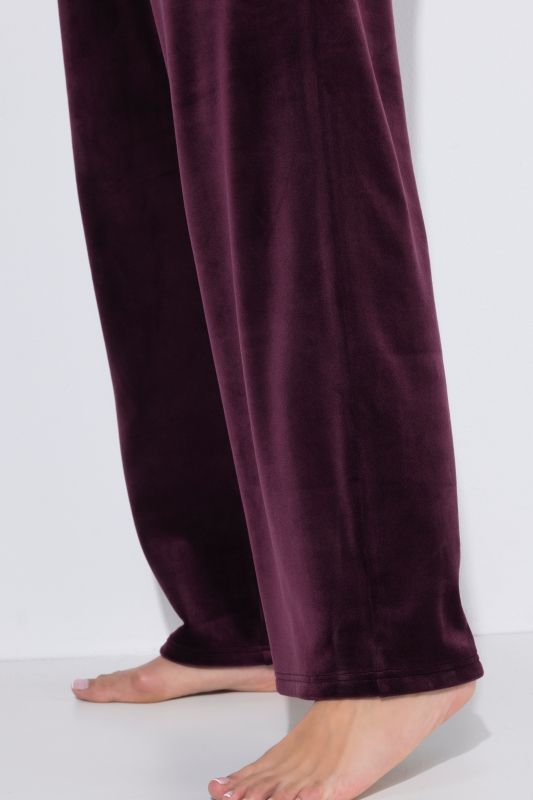 Панталони за домашно облекло, велур, с широки крачоли, еластична талия