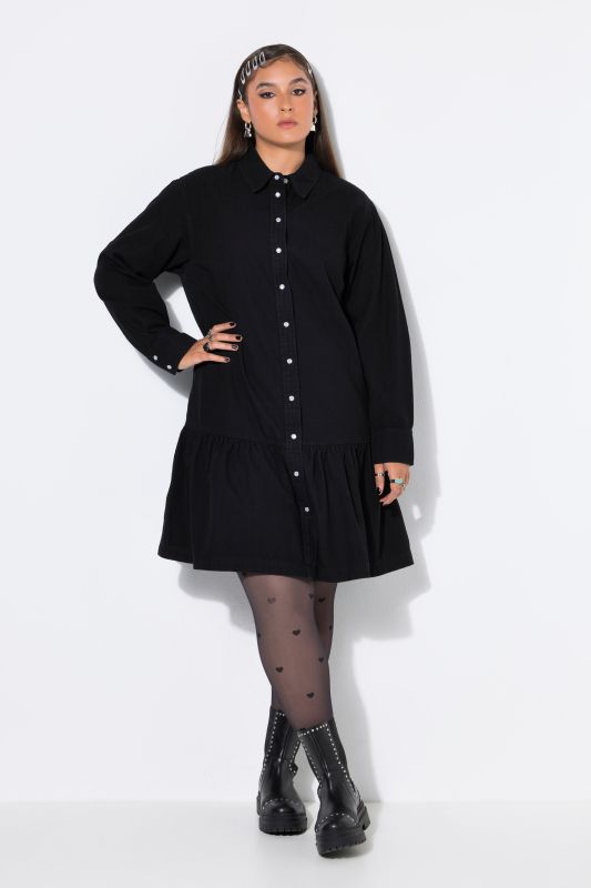 Рокля дънкова с волан на подгъва 