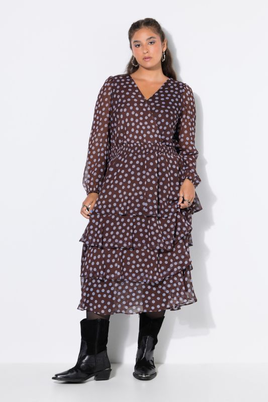 Polka Dot Chiffon Ruffle Dress