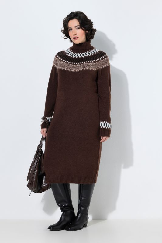 Norwegian Striped Knit Turtleneck Dress