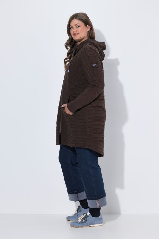Textured Hooded Sweatshirt Jacket