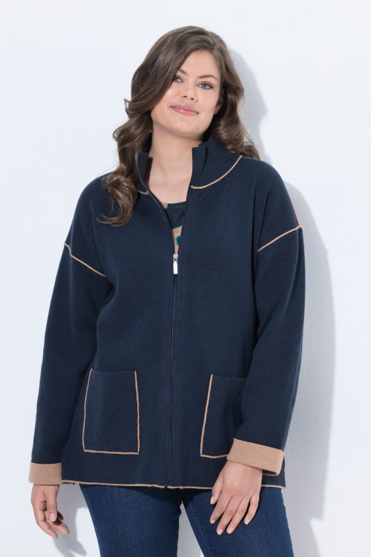 Double Faced Contrast Color Cardigan