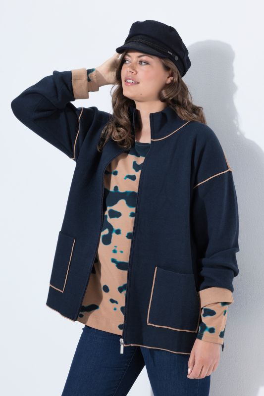 Double Faced Contrast Color Cardigan
