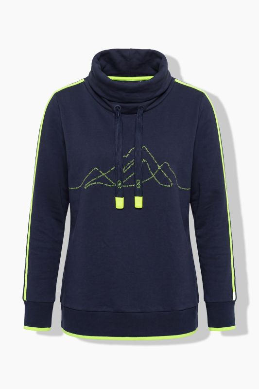 Sporty Mountain Motif Turtleneck Sweatshirt