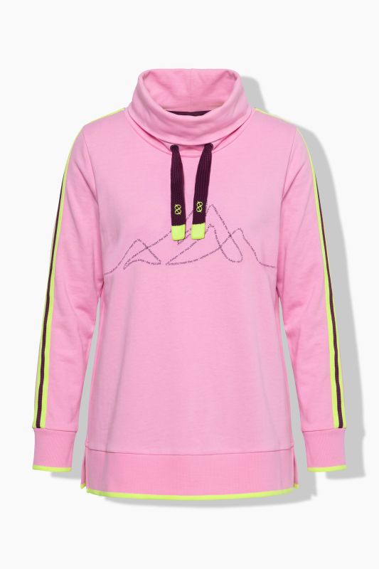 Sporty Mountain Motif Turtleneck Sweatshirt