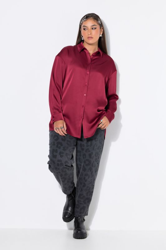 Blouse, oversized, satin