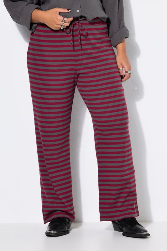 Striped Ribbed Elastic Waist Pants