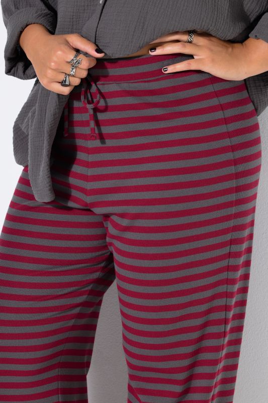Striped Ribbed Elastic Waist Pants